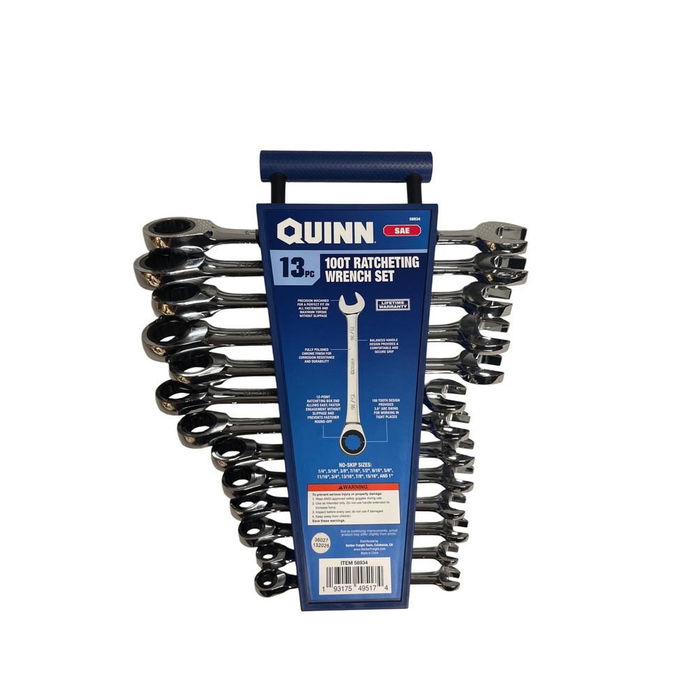 Quinn 13pc 100T Ratcheting Wrench Set SAE No-Skip 1/4 to 1 Inch 58934 New